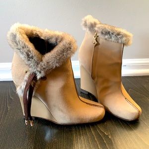 Louis Vuitton Fur Wedge Booties